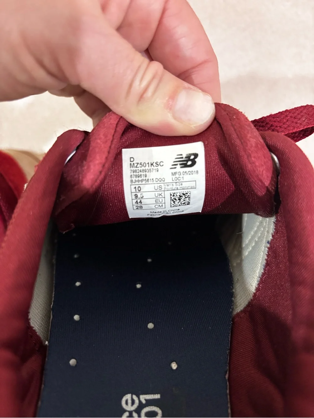 New Balance Men's Maroon Athletic Sneakers with Navy Logo
